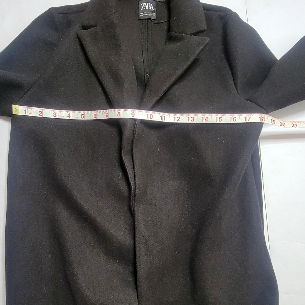 ZARA Black Long Open Front Coat Minimalist Tailored Jacket Size M - Picture 6 of 9